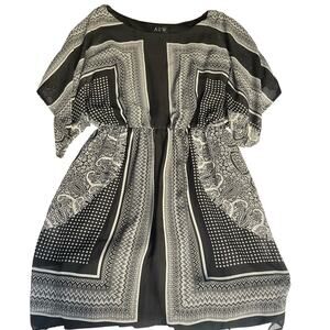 AUW Women’s Dress with Liner size S, Black & Gray, Flowy 2 Layers Dress